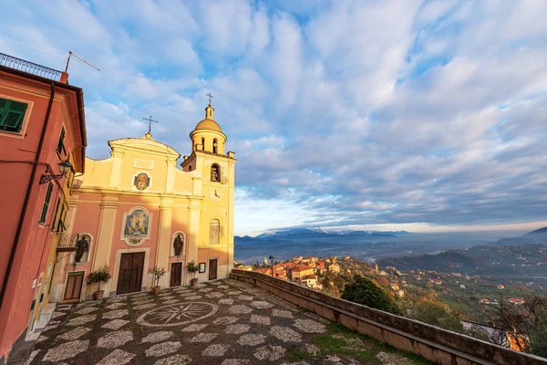 Antiga Aldeia Vezzano Ligure Província Spezia Ligúria Itália Europa Igreja — Fotografia de Stock