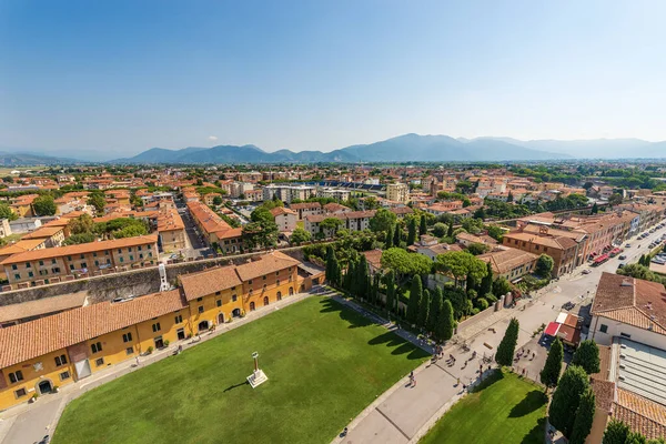 比萨的空中景观 意大利托斯卡纳 教科文组织世界遗址 Piazza Dei Miracoli 奇迹广场 从斜塔看城市景观 — 图库照片