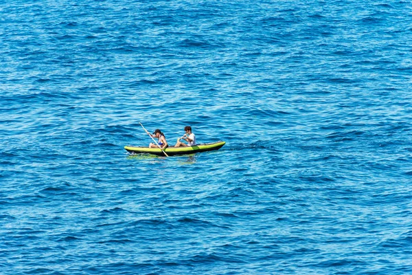 Gulf Spezia Italy July 2022 Young Couple Man Woman Paddle — Foto de Stock