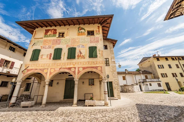 Spilimbergo Downtown Ancient Frescoed House Called Palazzo Ercole Casa Dipinta —  Fotos de Stock