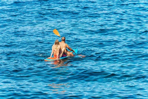 Tellaro Italy July 2022 Family Stand Paddle Board Paddleboarding Sup — Foto de Stock