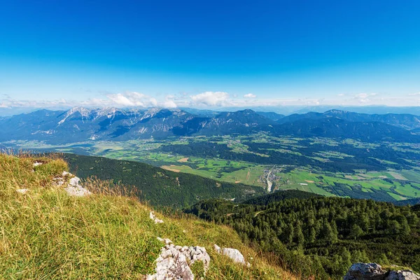 Panorama of Austria from the Mountain Peak of the Osternig or Oisternig, Carnic Alps and Gailtal Alps, Feistritz an der Gail municipality, Austria, Carinthia, central Europe. Italy-Austria Border.