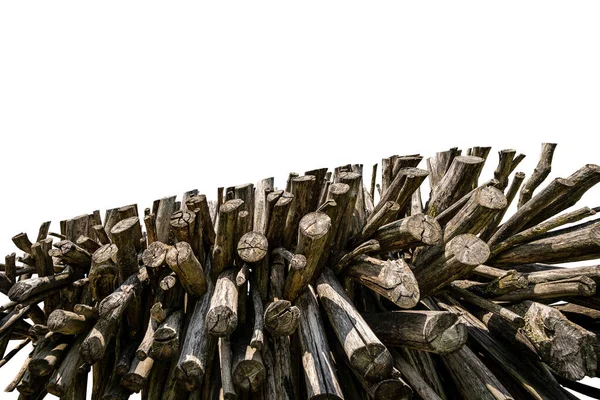 Close Stack Firewood Isolated White Background Photography — Stock Photo, Image