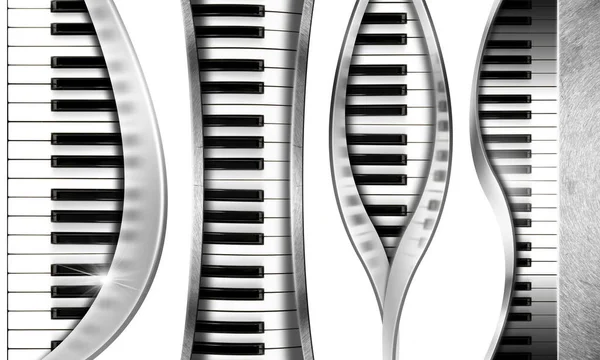 Sammlung Von Vier Klaviertastaturen Mit Metallrahmen Isoliert Auf Weißem Hintergrund — Stockfoto