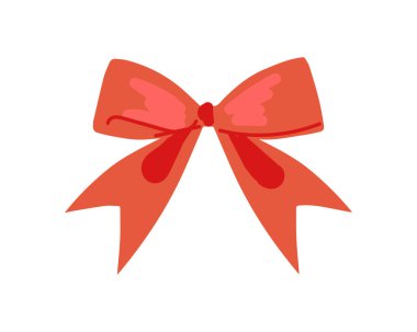 Kırmızı fiyonk hediye dekorasyonu için. Günümüz ambalaj kurdelesi ögesi çizimi vektör izole çizimi