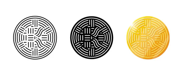 Anfangsbuchstabe K Kryptowährung Goldmünze Logo. Konzept zur Gestaltung digitaler Firmenlogos. Vektor Kryptowährungssymbole gesetzt — Stockvektor