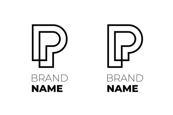 用于业务标识标识概念的初始字母PP设置。为公司设计了两个P字型线形标志.矢量符号模板 — 图库矢量图片