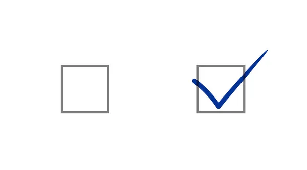 Caixa de seleção Verificada e em branco desmarcada. Caixa de seleção definida. Ícones vetoriais para aplicativo e site —  Vetores de Stock