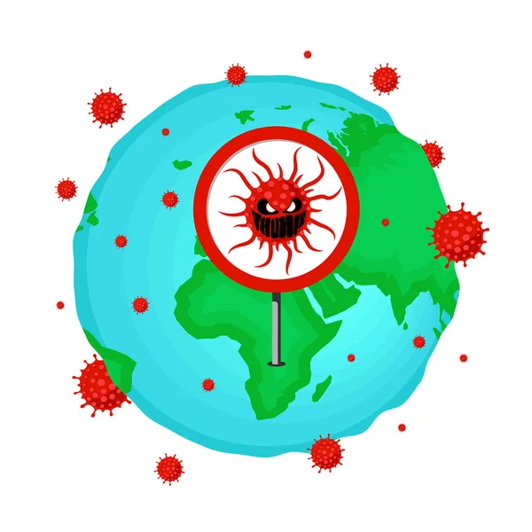 Neue Coronavirus-Variante des COVID-19-Stamms. Weltweites Angriffskonzept. Ausbruch des mutierten Coronavirus und Epidemie der Atemwegserkrankungen. Vektorbanner — Stockvektor