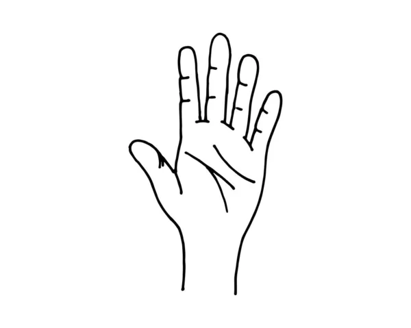 Hand left palm sketch. Doodle line art vector eps illustration — Vettoriale Stock