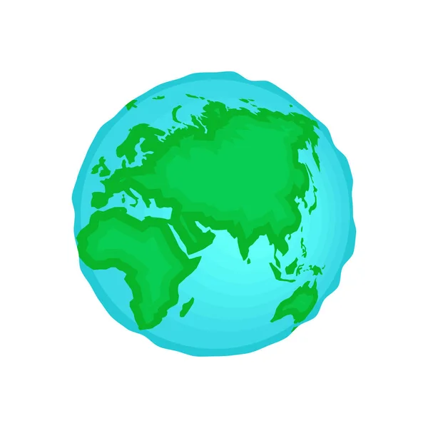 Ikona planety Země. Světová mapa ve tvaru koule. Eurasie, Afrika a Austrálie kontinenty a oceány izolované ilustrace na bílém pozadí — Stockový vektor