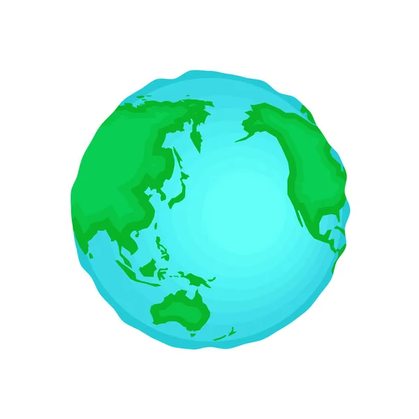 Ikonen för planeten Jorden. Världskarta i globform symbol. Västra Eurasien, Australien och Nordamerika kontinenter och hav isolerad illustration på vit bakgrund — Stock vektor