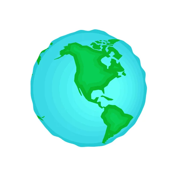 Ikona planety Země. Světová mapa ve tvaru koule. Jižní a Severní Amerika kontinenty a oceány izolované ilustrace na bílém pozadí — Stockový vektor