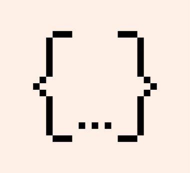 Kare dijital kıvırcık siyah ikonu destekler. Daktilo ya da tipografi için modern parantez sembolü. İleti ve alıntılar için süsleme ve vektör izole tasarım unsuru kavramı