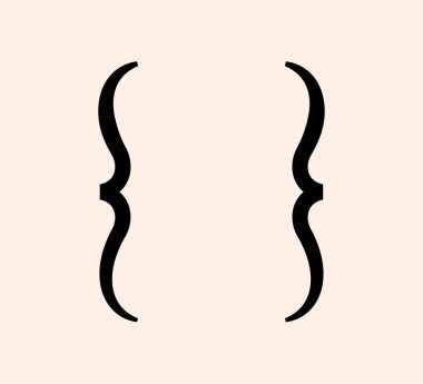 Kıvrımlı teller noktalama işaretleri siyah simge. Daktilo ya da tipografi için klasik zarif parantez sembolü. İleti ve alıntılar için süsleme ve vektör izole tasarım unsuru kavramı