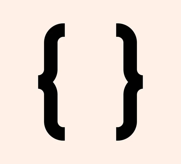 Krullende beugels interpunctie merk zwart pictogram. Vintage haakjes grafisch symbool voor typen of typografie. Ornament en vector geïsoleerd ontwerp element concept voor berichten en citaten — Stockvector