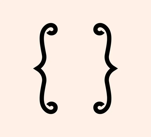 Kıvrımlı teller noktalama işaretleri siyah simge. Daktilo ya da tipografi için klasik parantez sembolü. İleti ve alıntılar için süsleme ve vektör izole tasarım unsuru kavramı — Stok Vektör