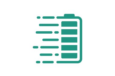 Hızlı elektrik şarj ikonu. Hızlı bir elektrik güç toplayıcı sembolü. Hız elektrik şarjı doğrusal işareti. Enerji yükleme yeşil logosu. Vektör resimlemeyi izole etti
