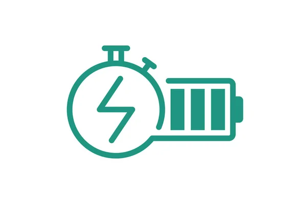 Snel Elektrisch Opladen Batterij Pictogram Snel Elektrisch Accumulator Symbool Snelheid — Stockvector