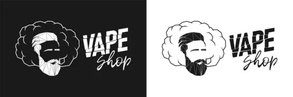 Vape Shop Polygonales Logo Hipster Atmet Rauchwolke Aus Lineare Abstrakte — Stockvektor