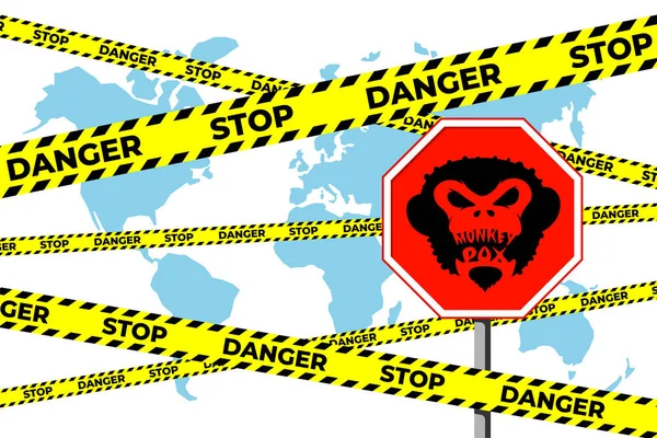 Monkeypox Virus World Alert Attack Banner Concept Ausbruch Der Affenpocken — Stockvektor