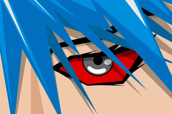 Anime Comic Strip Pretty Boy Girl Face Red Eye Blue — Image vectorielle