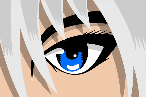 Anime Comic Strip Pretty Boy Girl Face Blue Eye White — Wektor stockowy