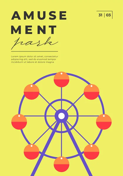 Amusement Park Festive Minimal Trendy Vertical Poster Ferris Wheel Carnival — Stockvektor