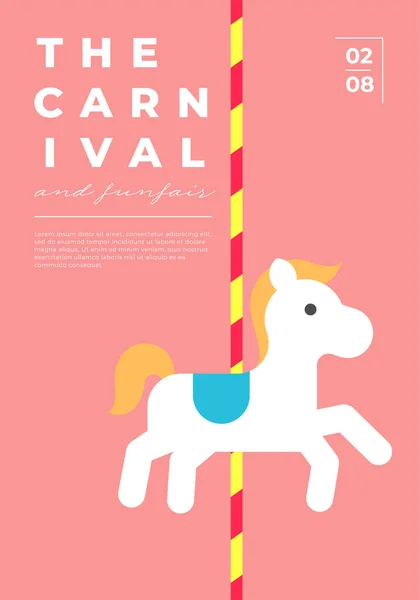 Amusement Park Festive Minimal Trendy Vertical Poster Merry Carnival Funfair — 图库矢量图片