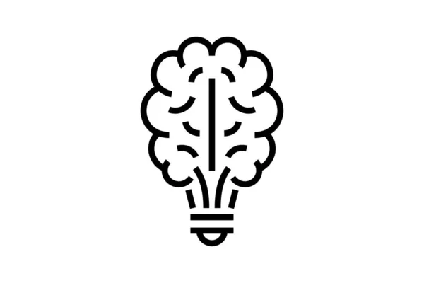 Brain Light Bulb Linear Innovation Icon Creative Thinking Idea Outline — Stock vektor