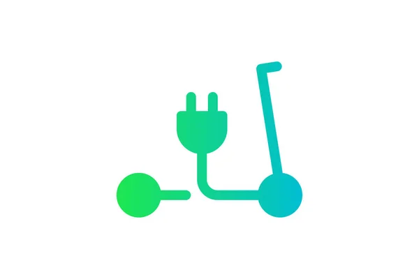 Electric Push Scooter Icon Green Gradient Cable Electrical Kick Scooter — 스톡 벡터