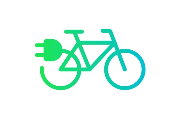 Electric Bicycle Icon Green Gradient Cable Electrical Bike Plug Charging — стоковый вектор