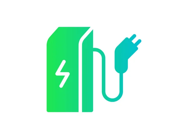 Electric Charger Station Icon Electrical Transportation Energy Charging Symbol Eco — стоковый вектор