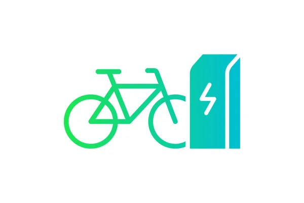 Electric Bicycle Charging Charger Station Icon Electrical Bike Energy Charge — стоковый вектор