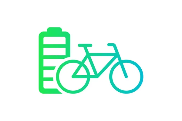 Electric Bicycle Fully Charged Battery Energy Indicator Green Gradient Icon — стоковый вектор
