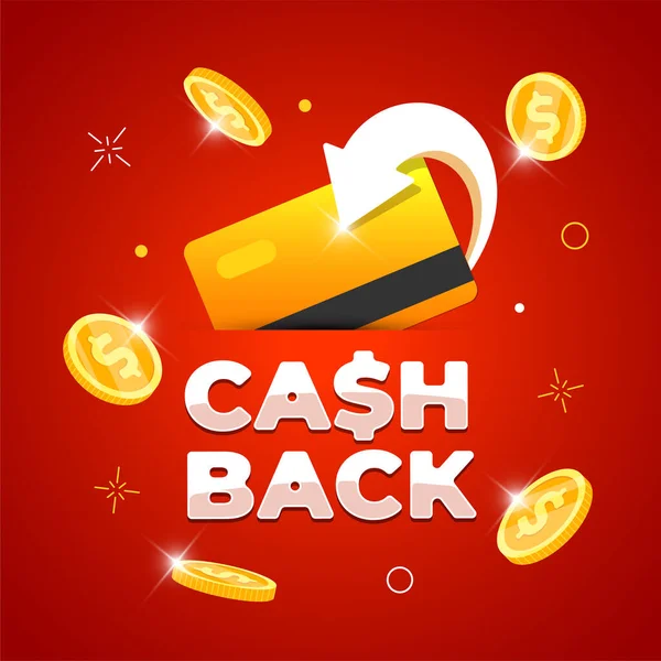 Cashback Loyalty Program Banner Concept Cash Back Service Promo Sign — Vector de stock