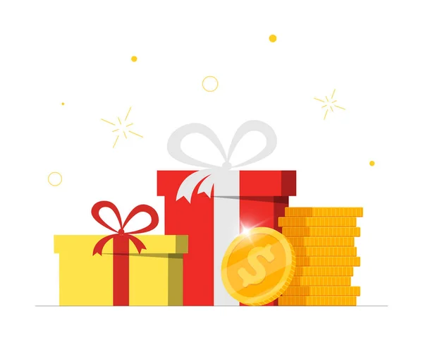 Donation Gift Box Gold Coins Donate Charity Concept Giving Money — 图库矢量图片