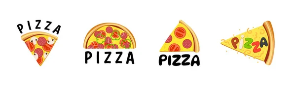 Pizza House Company Branding Creative Symbol Design Template Set Pizzeria —  Vetores de Stock