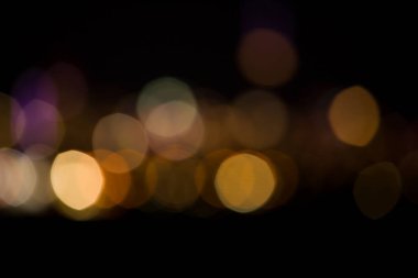 Siyah ve sarı Bokeh soyut ışık arkaplanı. Sanatsal biçim - Tasarımınız için odaklanmış kentsel soyut doku arkaplanı