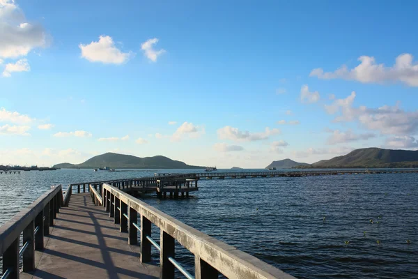 Embarcadero de hormigón con barandilla sobre el mar — Foto de Stock