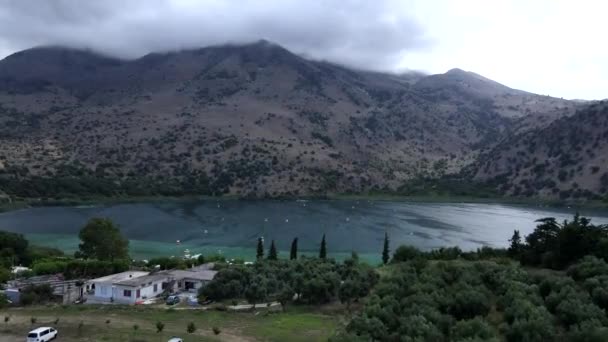 Belle Vue Depuis Drone Sur Lac Kournas Eau Turquoise Des — Video