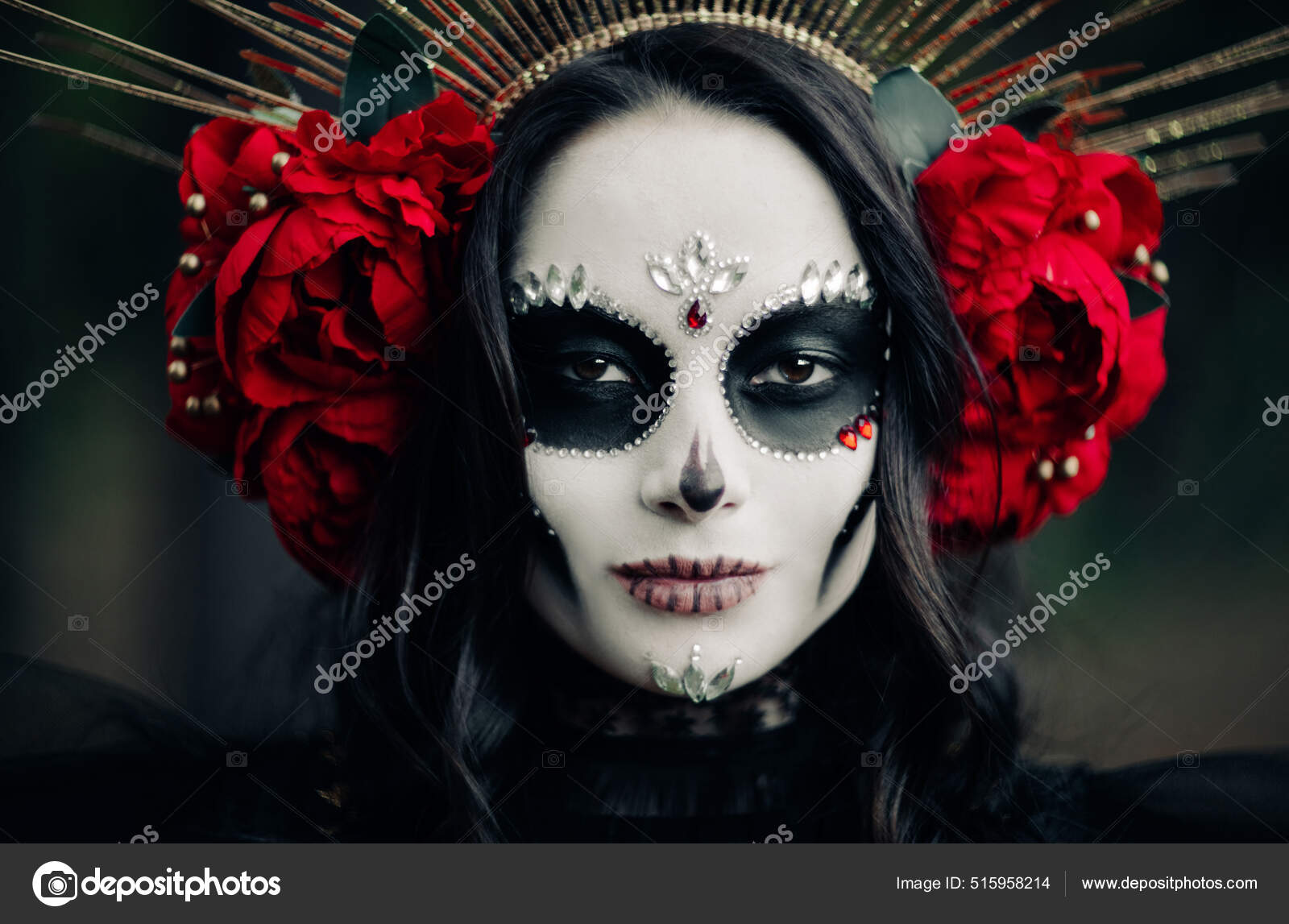 Portrait Young Woman Sugar Skull Makeup