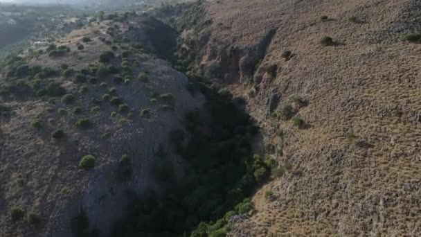 Atirar Numa Ravina Coberta Arbustos Drone Vista Superior — Vídeo de Stock