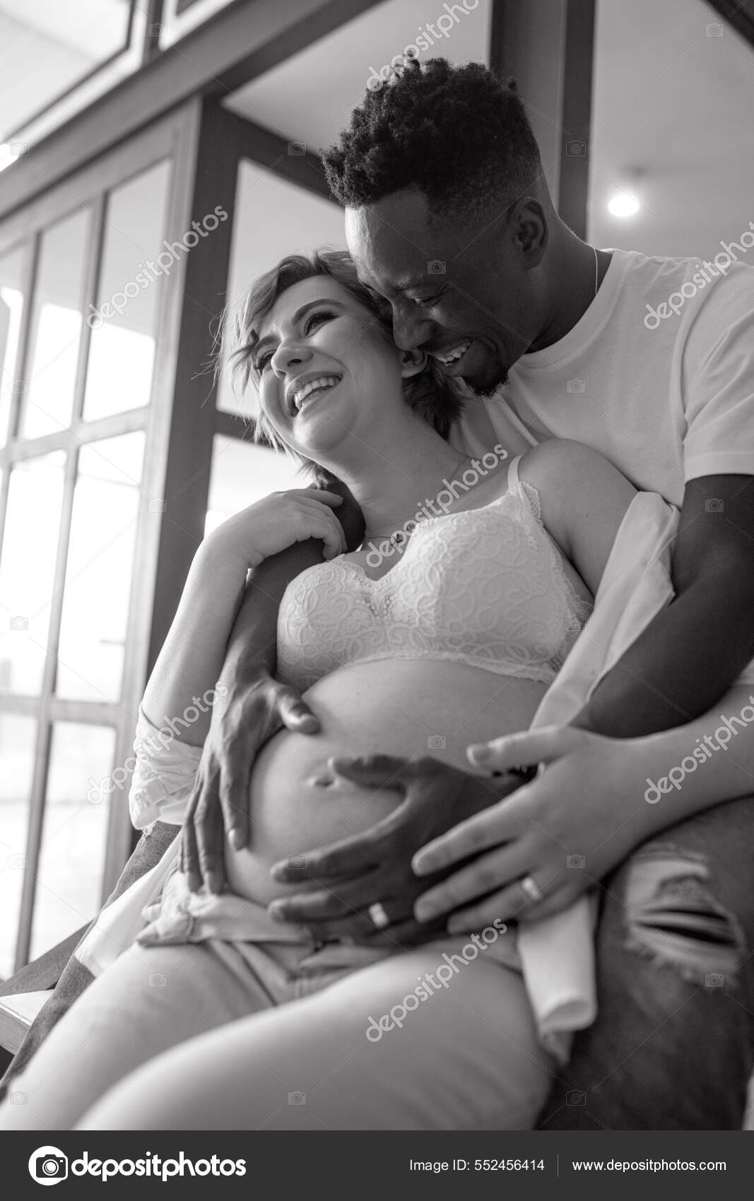 Young Happy African Man His Caucasian Pregnant Woman Sit Together Stock Photo by ©stasia04 552456414 hq nude pic