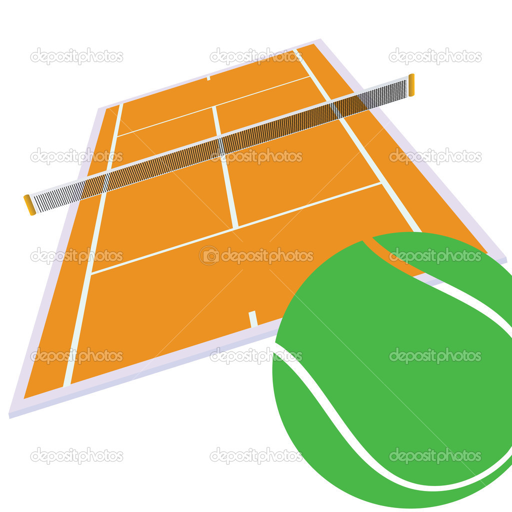Tennisplatz und Green Ball Illustration — Stockvektor ...