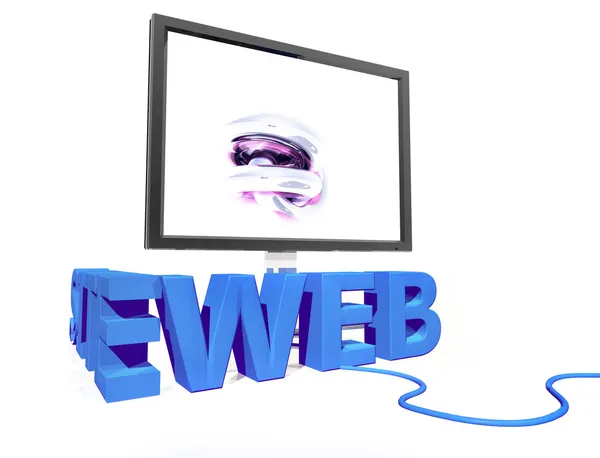 3D text web site with a monitor — Stock Photo, Image