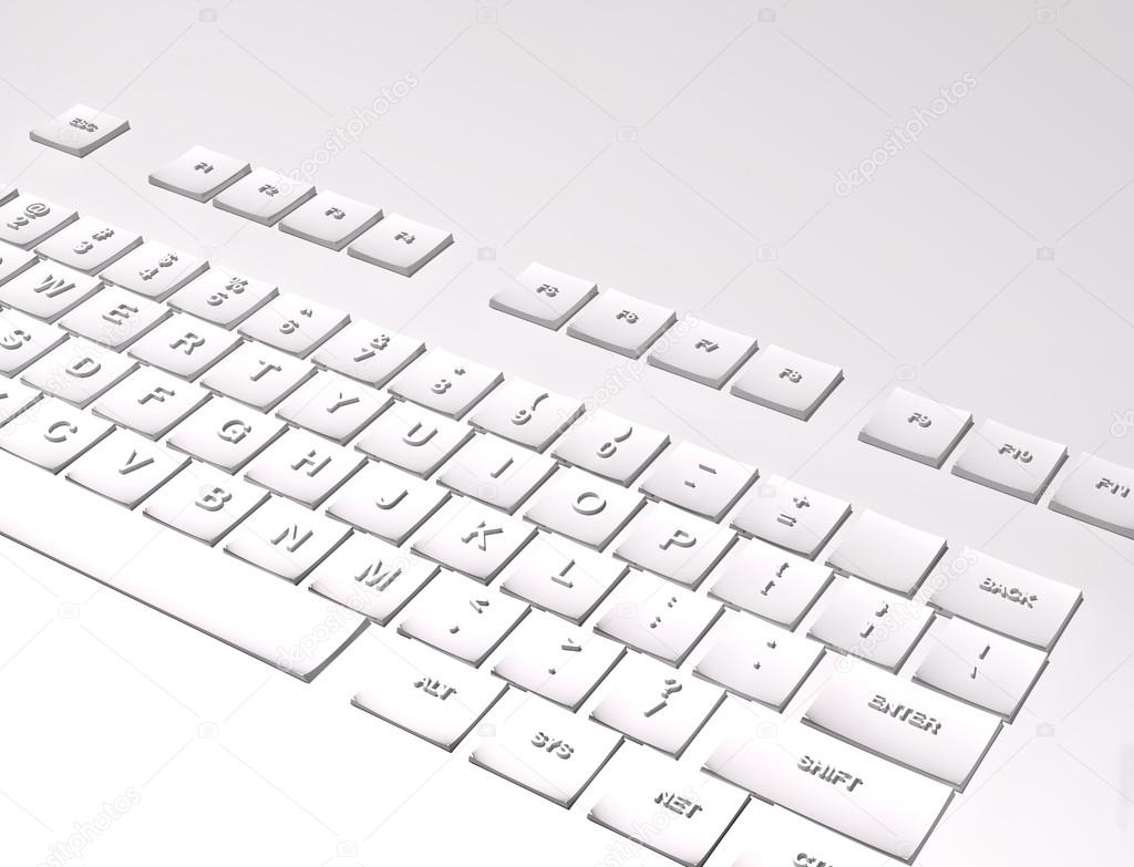 3D Keyboard on white background