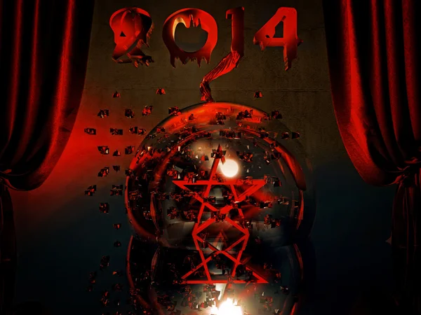 Zauberkugel mit Pentagramm Neujahr 2014 — Stockfoto