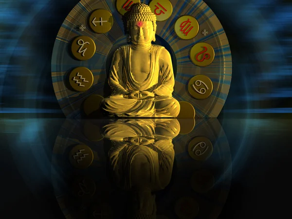 Arany Buddha-szimbólum — Stock Fotó