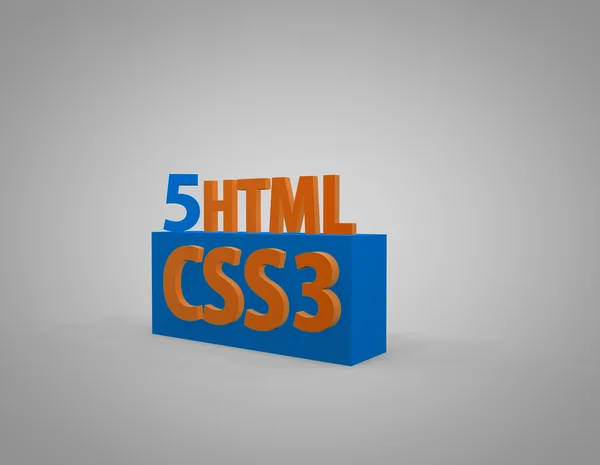 Symbol 3d html5 a css3 oranžová a modrá — Stock fotografie